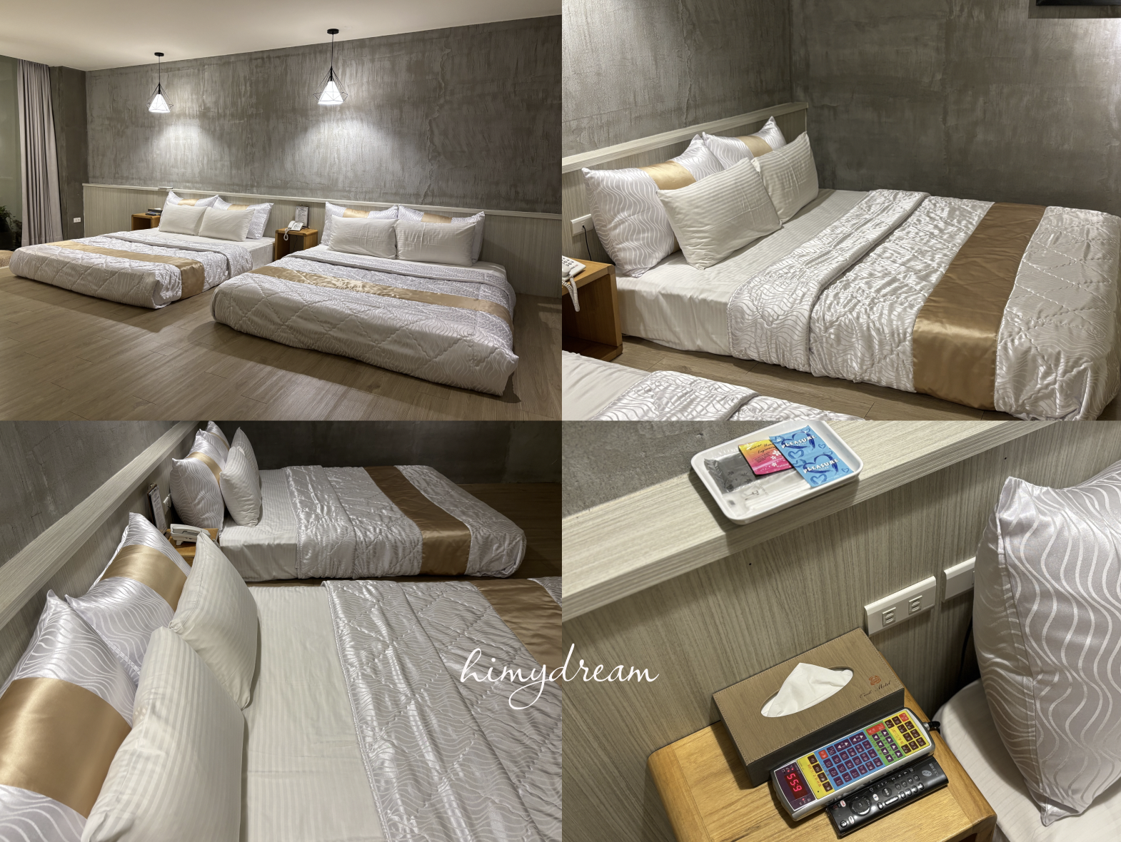 台南歐薇汽車旅館四人房床鋪與燈光